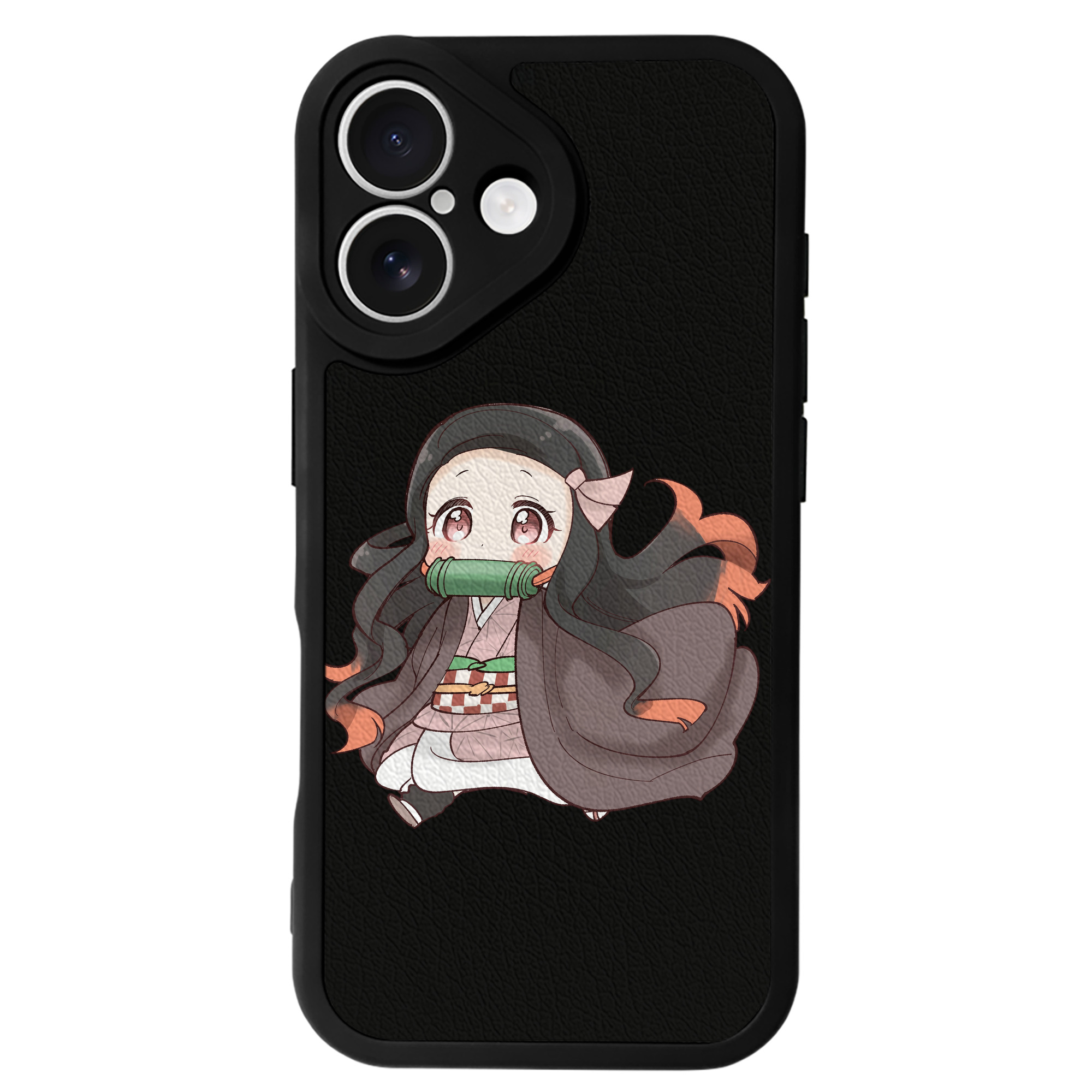 （画像用） 鬼滅の刃（きめつのやいば）竈門 禰󠄀豆子／かまど ねずこ Kamado Nezuko 【iPhone 16シリーズ対応】シリコンスマホケース（レザー調） 材質：シリコン